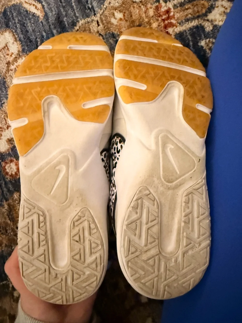 Nike Women’s Cream Athletic Sneakers with Leopard-Print Swoosh - Picture 4 of 4